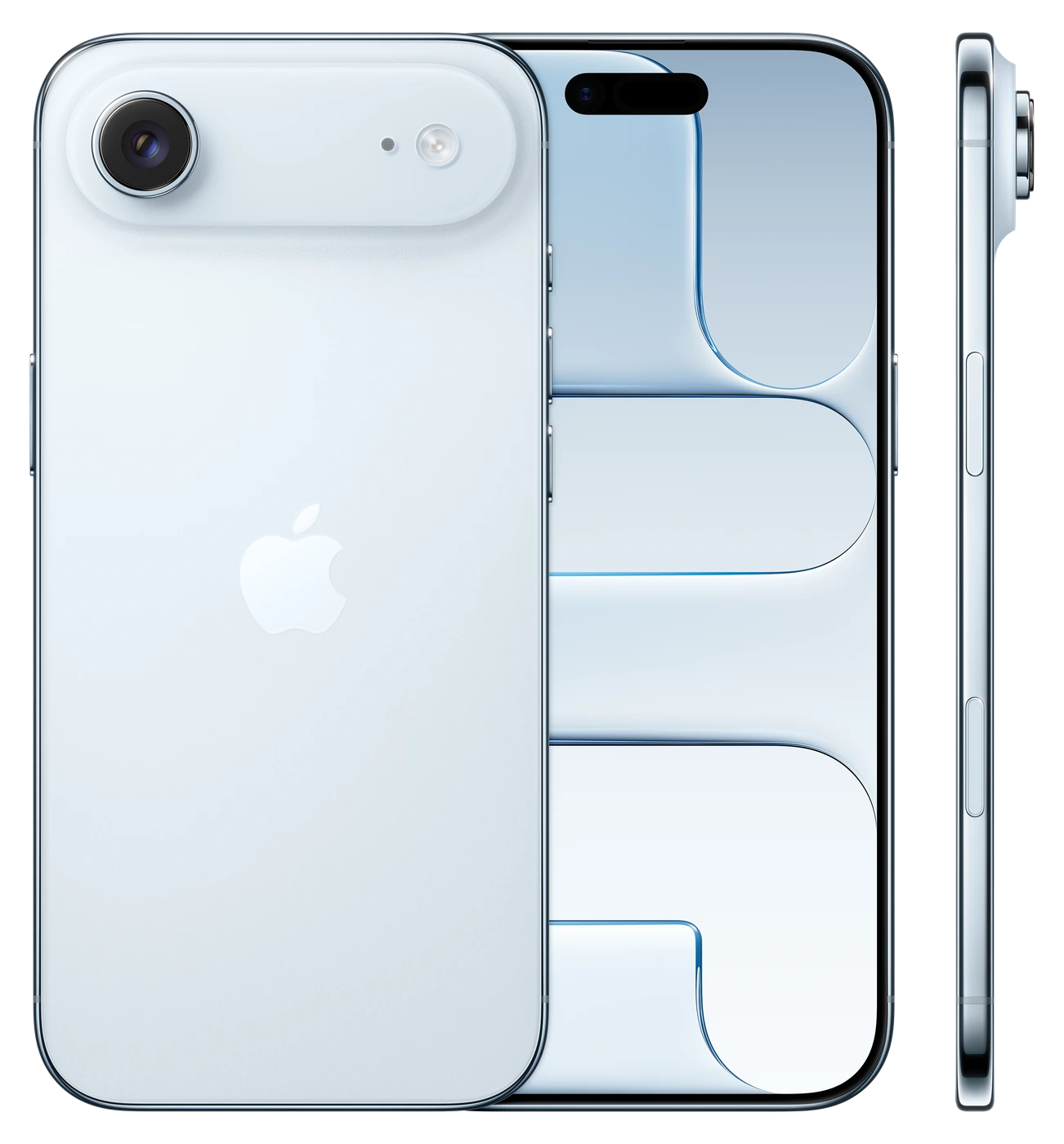 iPhone Air in Sky Blue, back and front