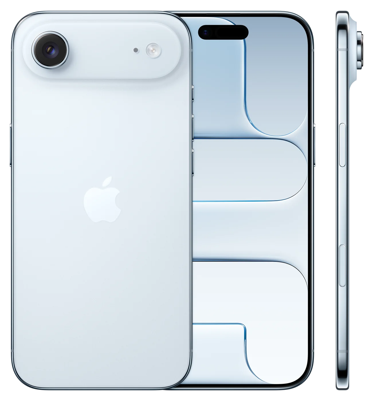 iPhone Air in Sky Blue, back and front