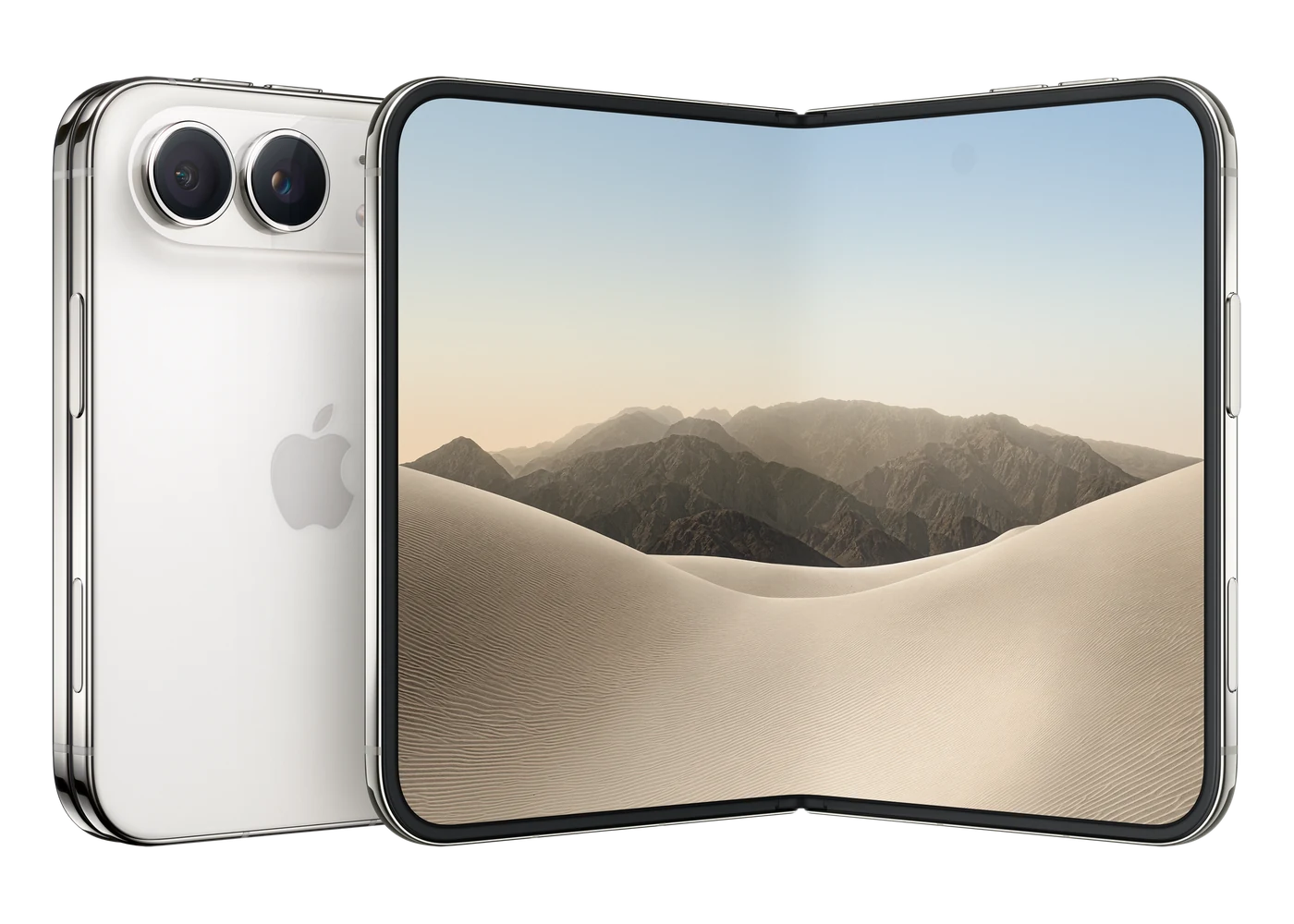 iPhone Duo in Star White, folded open and closed