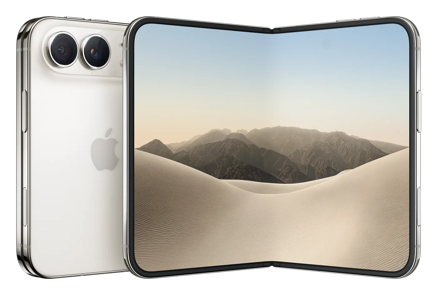 iPhone Duo in Star White, folded open and closed