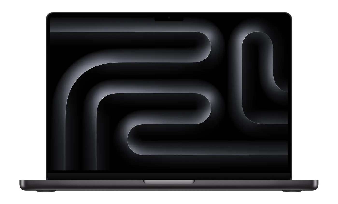 MacBook Pro 14-inch in Space Black, front view